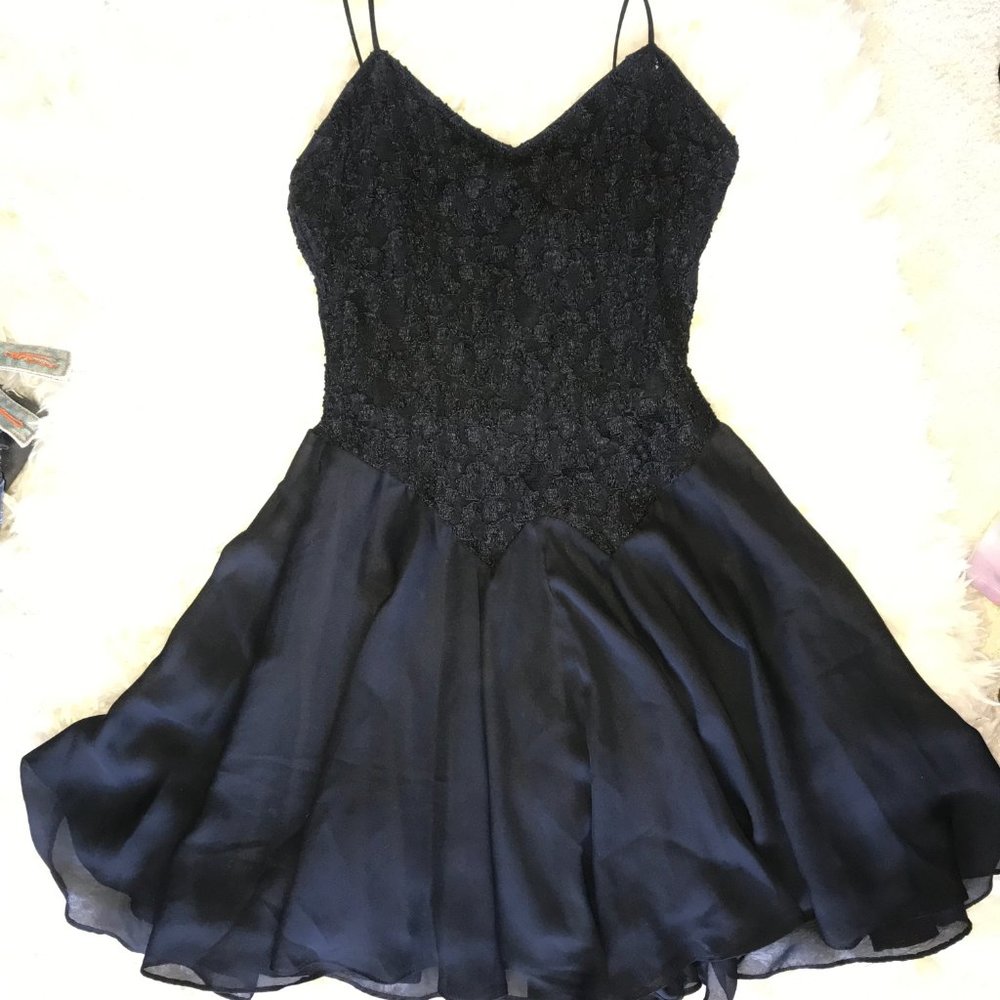 Rampage Black Lace and Chiffon Frill Dress